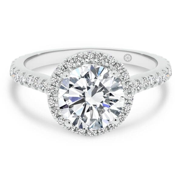 Avalon Round 7.5-8.0 Halo Engagement Ring Open Gallery And Pave Band