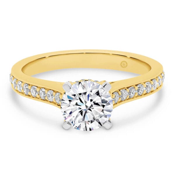 Cambridge Lab Grown Diamond Engagement Ring 1.00-Carat Round On Pave-Set Cathedral Setting