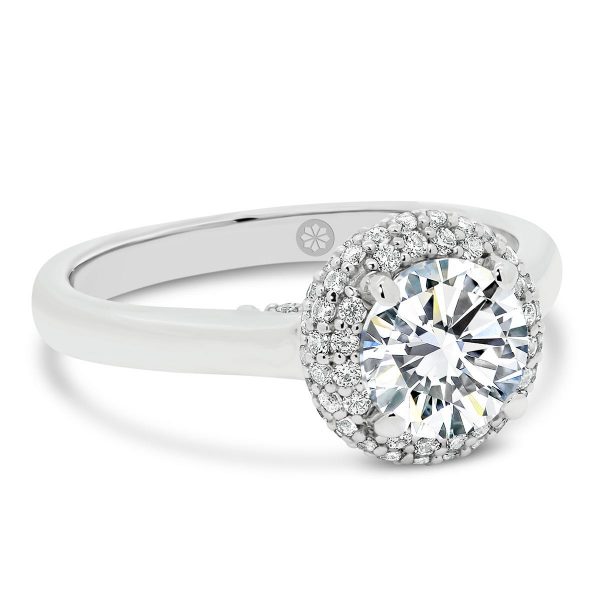 Naomi lab grown diamond engagement ring with pave encrusted dome shaped halo