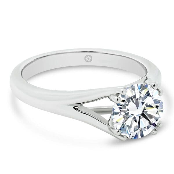 Springfield 7.5-8.0 engagement ring with 4-double prongs and twist trellis setting