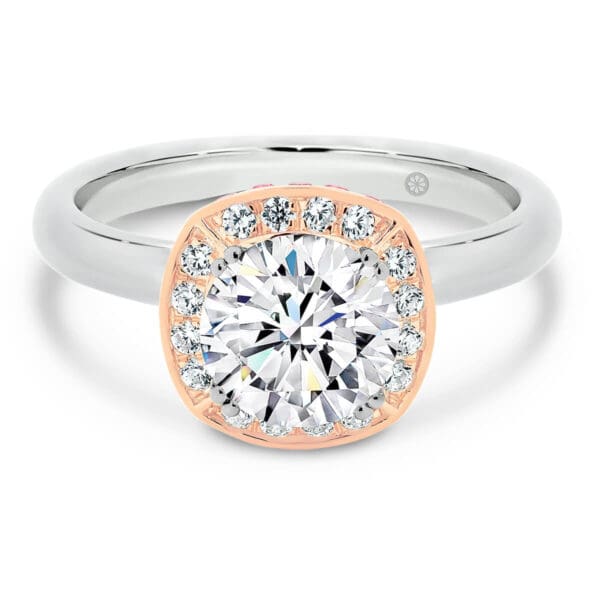 Tokyo Round Pink 1.50 carat 2 tone Rose Gold and White Gold ring