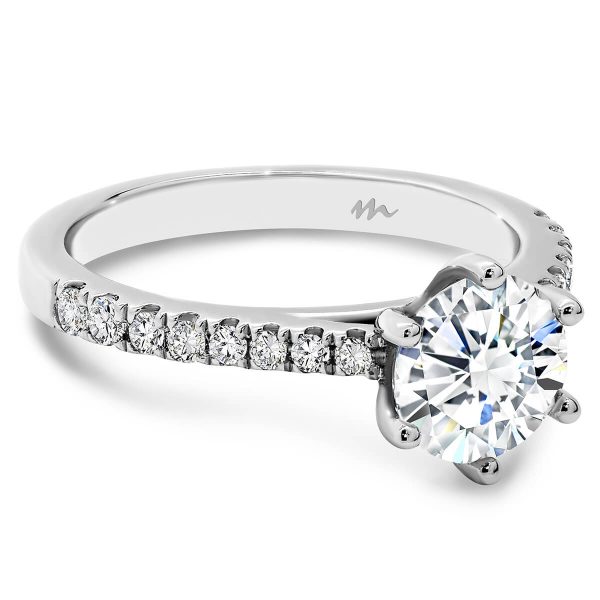 Amy 6.5-7.0 Round Engagement Ring With Tapered Moissanite Band