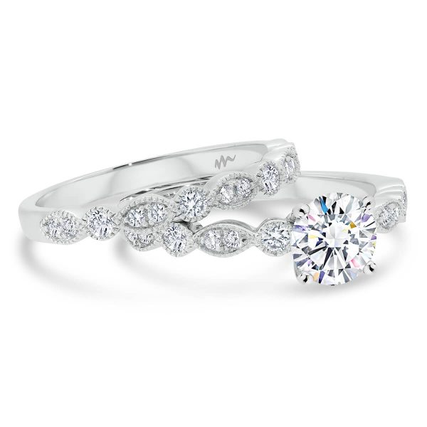Anneka A Lab Grown Diamond marquise and round shaped alternating band with milgrain