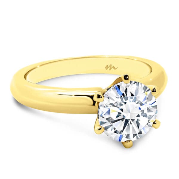 Audrey Round Moissanite Knife Edge Band Engagement Ring