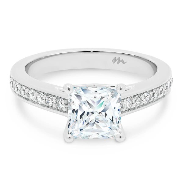 Bianca Square pave-set Moissanite ring with princess centre stone