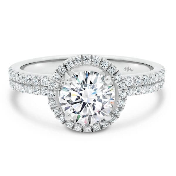 Christine 7.5-8.0 Supernova Moissanite Ring With Double Row Prong Set Band