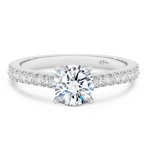 Cindy 6.5-7.0 4-Prong Moissanite Engagement Ring On Encrusted Prong Set Band