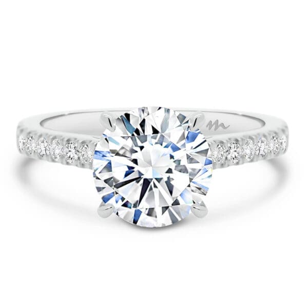 Cindy 7.5-8.0 Round Moissanite Engagement Ring With U-Prong Set Band