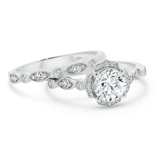 Daphne A Lab Grown Diamond Alternating Marquise And Round-Shaped Art Deco Wedding Ring