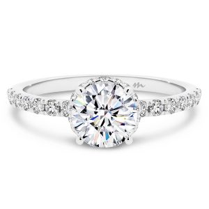 Deanne 6.5-7.0 Moissanite Engagement Ring With 4-Prong Setting On Delicate Encrusted Band And Hidden Halo