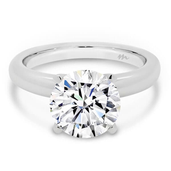 Fiona Round 8.5-9.0 4-Prong Round Moissanite Solitaire Engagement Ring