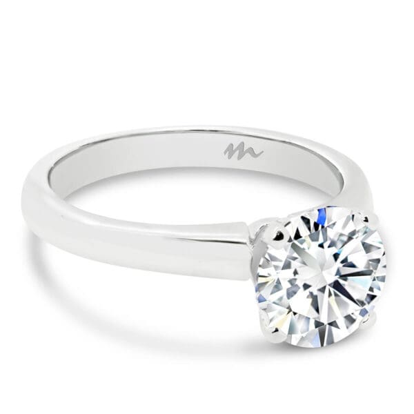 Fiona Round 7.5-8.0 Moissanite engagement ring with classic 4 prong setting