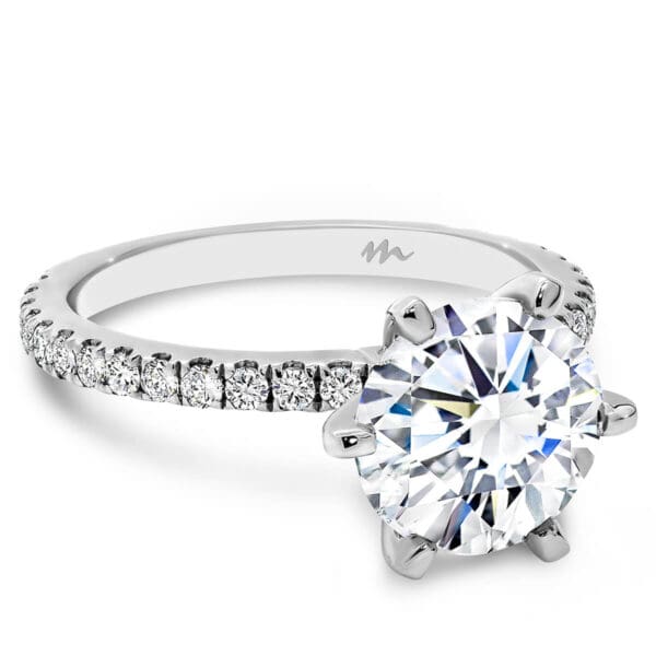 Harper 8.5-9.0 6-prong Moissanite ring with accented bridge