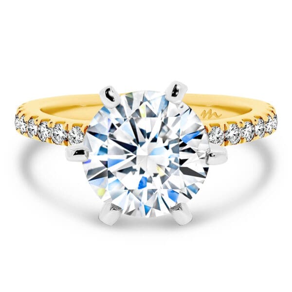 Harper 8.5-9.0 6-Prong Moissanite Ring With Accented Bridge