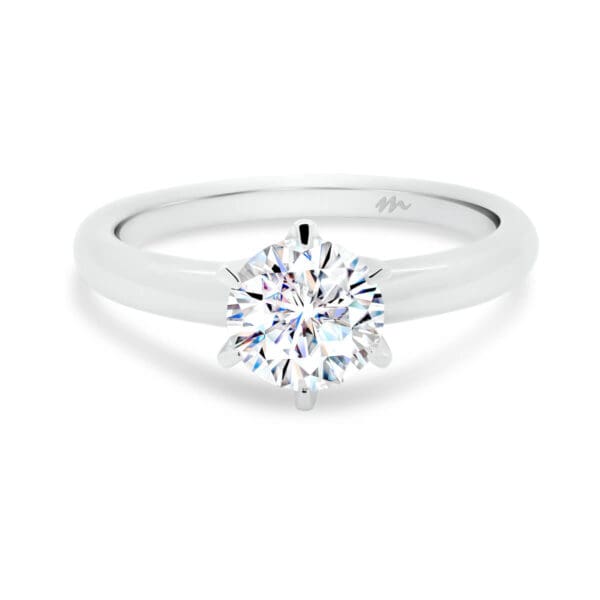 Hazel 6.5-7.0 classic round engagement ring with rounded band