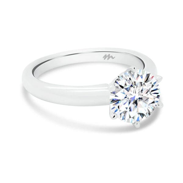 Hazel 7.5-8.0 Round Moissanite Engagement Ring With Classic 6 Prong Setting