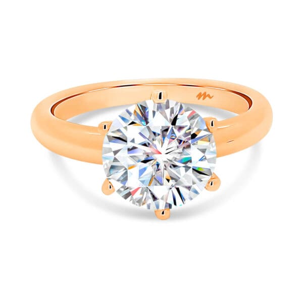 Hazel Moissanite Engagement Ring Round Diamond On Rounded Band