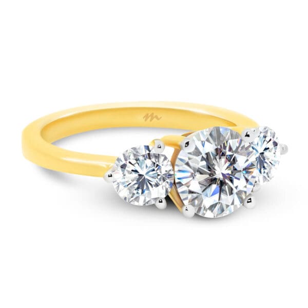 Kiara Round Moissanite Trilogy Engagement Ring