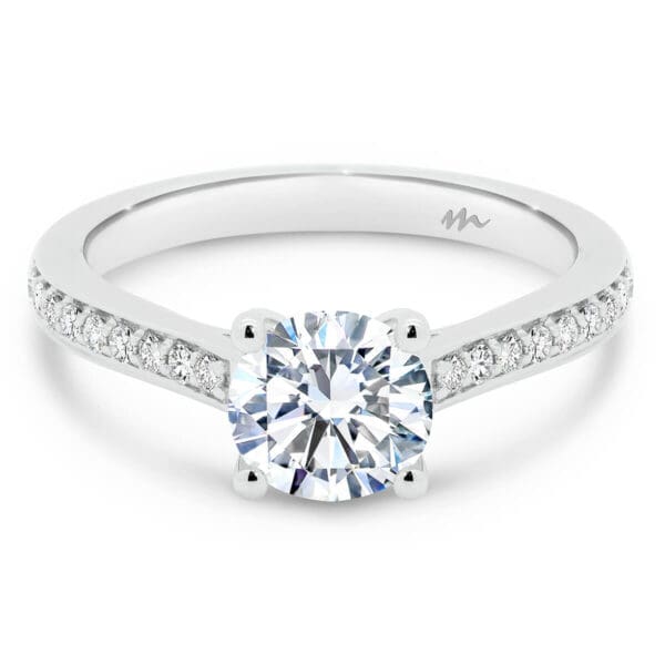 Laila 6.5-7.0 Moissanite Ring 4 Claw Setting With Pave-Set Band