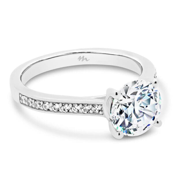 Laila 7.5-8.0 Moissanite Engagement Ring 4 Claws In A Pave-Set Band