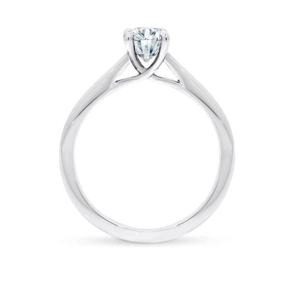 solitaire Oval design with crossover gallery and semi-rounded band