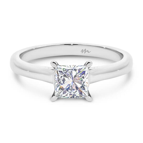 Leisel Square' Moissanite Engagement Ring With Pear Cut Prongs And Crossover Gallery