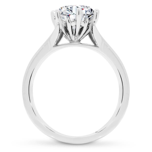 1.50 carat round solitaire ring design with intricate floral gallery and plain split band