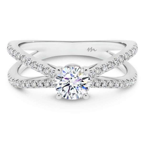 Livana 5.0 Moissanite ring with prong set criss cross crossover band unique daily ring