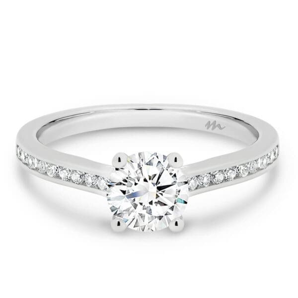 London 6.5-7.0 4 Claw Round Moissanite Ring With Channel Set Band