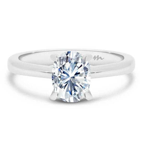 Lydia Oval 7X5-9X7 Moissanite Engagement Ring With 4 Prong V Shaped Setting