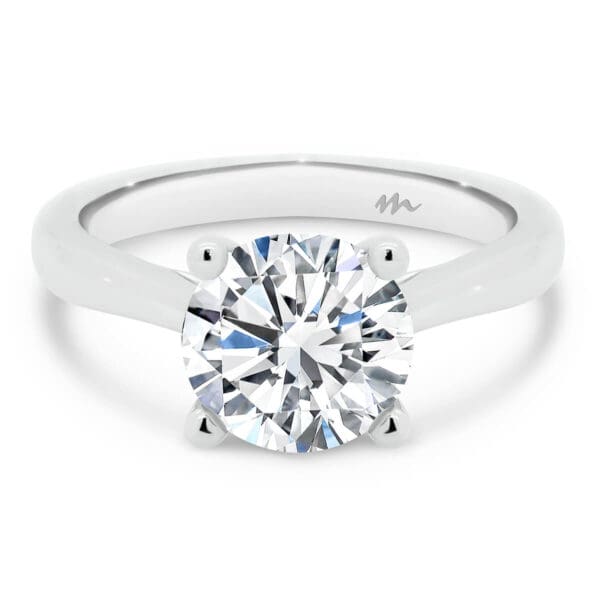 Lydia Round 7.5-8.0 Moissanite Engagement Ring With Tapered Band