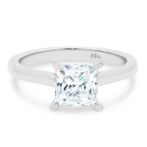 Lydia Square 6.5-7.0 Moissanite engagement ring 4 prong setting on tapered band