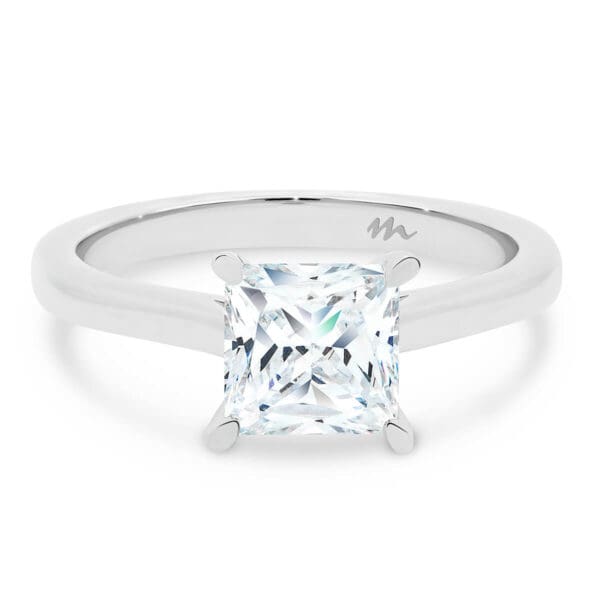 Lydia Square 6.5-7.0 Moissanite Engagement Ring 4 Prong Setting On Tapered Band