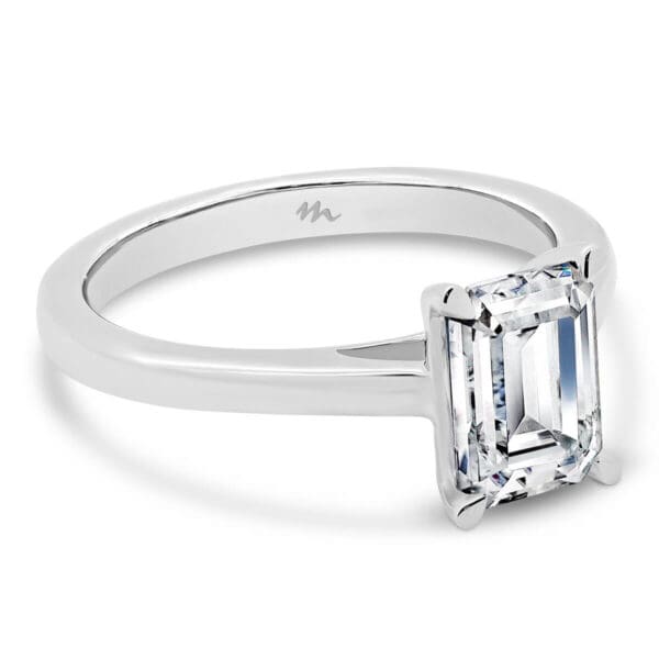 Lydia Emerald 2.00-3.00Ct 4 Prong Solitaire On Rounded Band With Open V Gallery