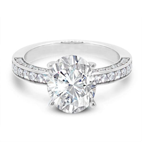 Marissa Oval 9X7-10X8 Engagement Ring With Encrusted Band