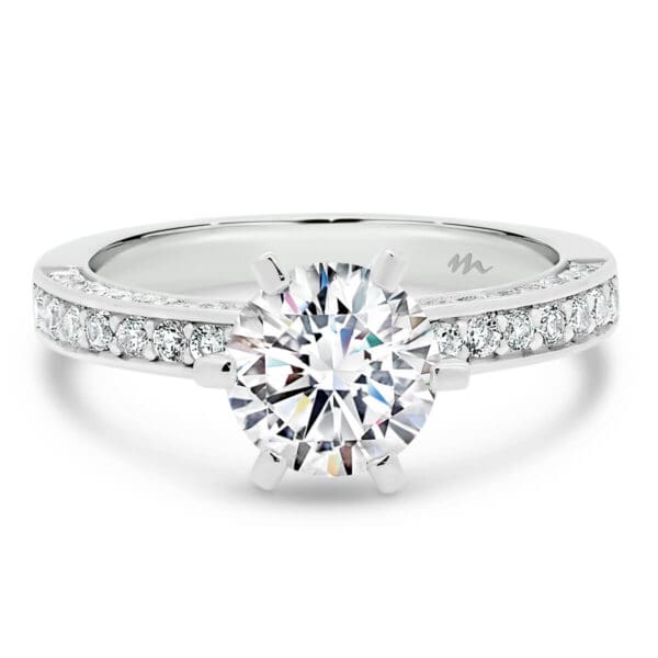 Marissa Round 7.5-8.0 1.50+-Carat Moissanite On 3-Side Pave Band