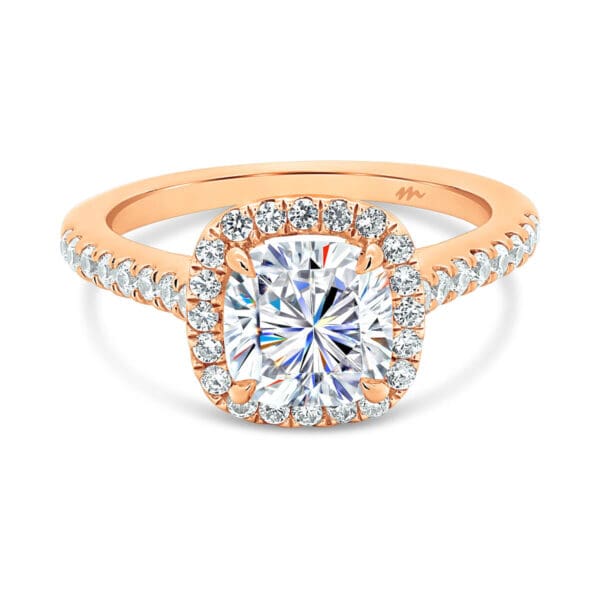 May 6.5-7.0 Design Moissanite Halo Engagement Ring With Moissanite Accents Under Gallery.