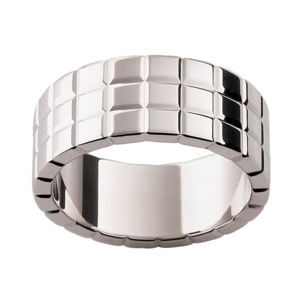 P238 Triple-Row Checker Pattern Men'S Band In Polish Finish