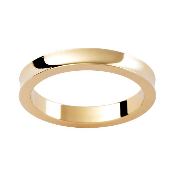 P239 plain concave band in polished yellow gold