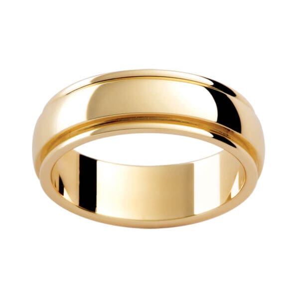 P286 men's ring in a semi-rounded band with grooved edges and polished finish