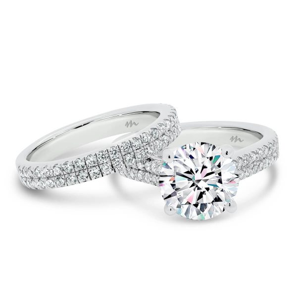 Rea A Lab Grown Diamond 2 row Moissanite U-prong wedding ring
