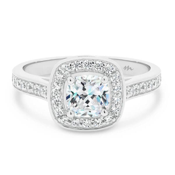 Simona Cushion 6.5-7.0 Supernova Moissanite Pave-Set Halo Ring