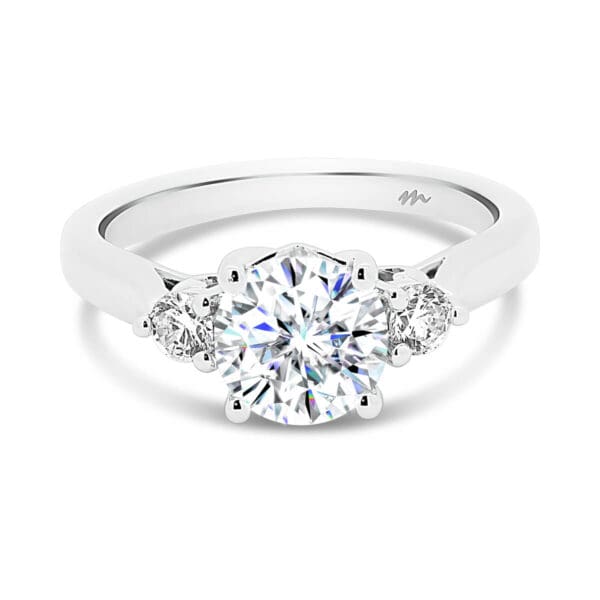 Tia Round 3 Stone Engagement Ring With Heart Gallery