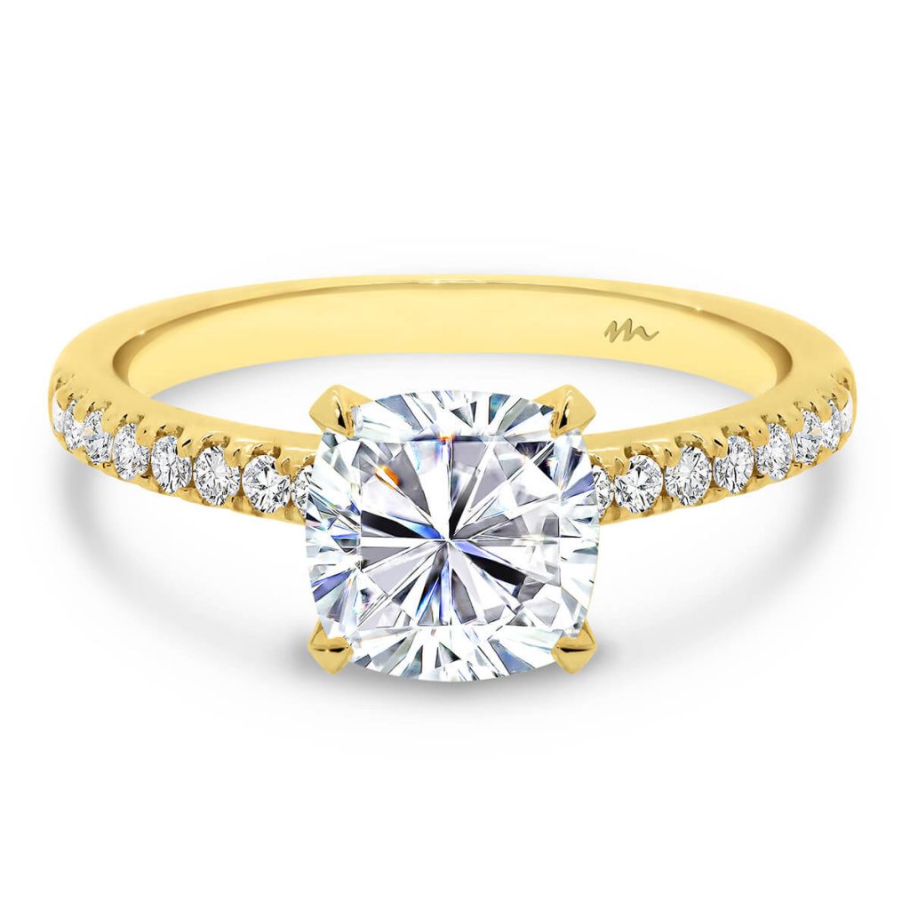 Victoria Cushion single stone Moissanite engagement ring celebrity inspired engagement ring