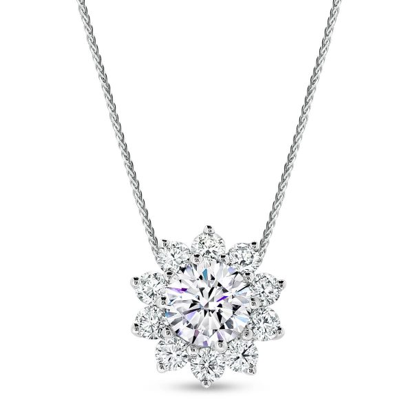 Blossom 0.50-0.80ct traditional flower cluster pendant in Lab Grown Diamond