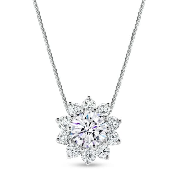 Blossom 0.50-0.80Ct Traditional Flower Cluster Pendant In Lab Grown Diamond