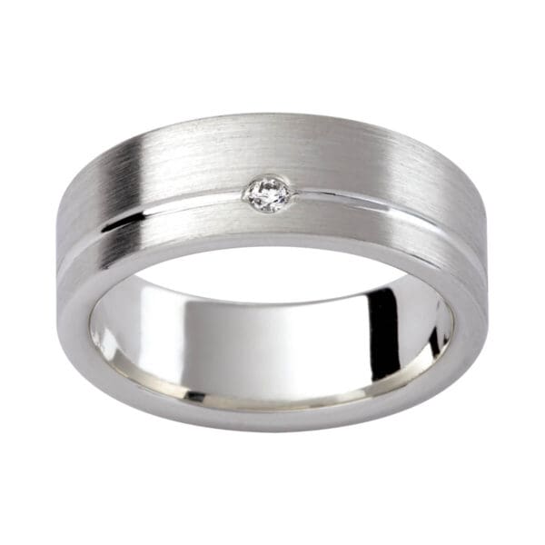 D94 Men'S Ring In Emery Finis With A Diamond Set In Groove