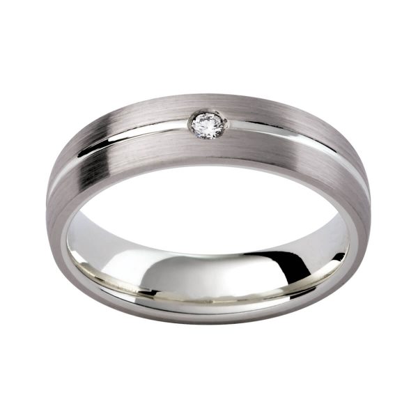 DC105 stylish men's diamond wedding ring in a brushed finish