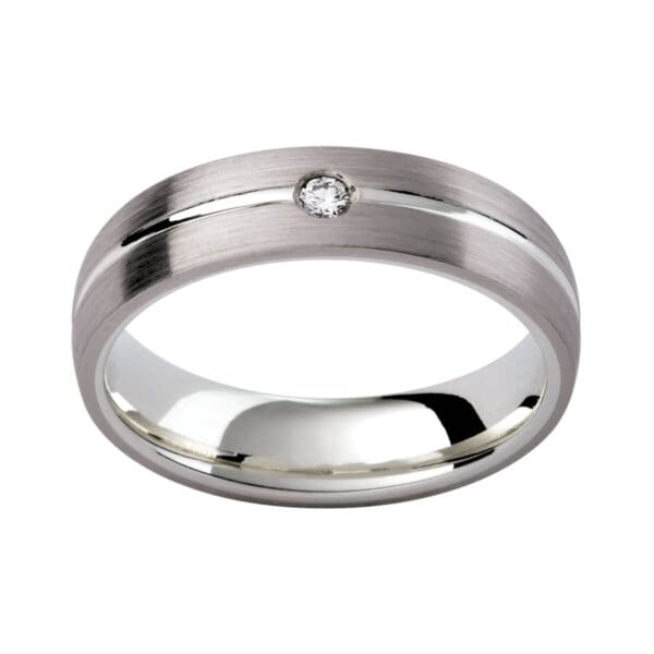 Dc105 Stylish Men'S Diamond Wedding Ring In A Brushed Finish