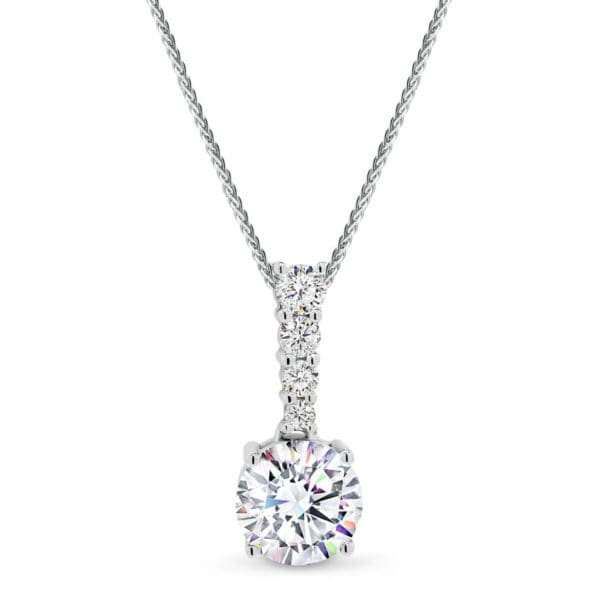 Enya 0.80-1.25Ct Solitaire Lab Grown Diamond Pendant With Diamond Encrusted Bail